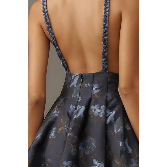 New Anthropologie Maeve V-Neck Velvet Jacquard A-Line Midi Dress $248 SIZE 8 - Picture 3 of 5